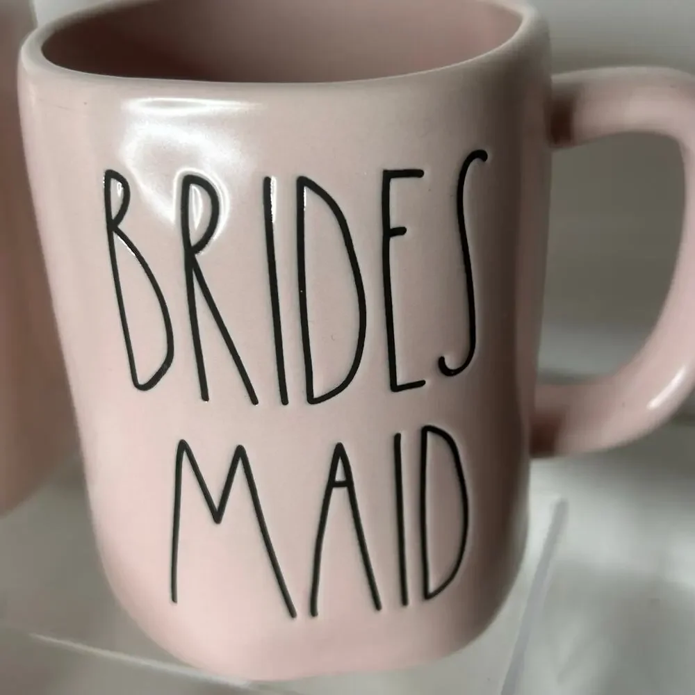 Rae Dunn Wedding Mug Set 4 Pink Bride to Be Bridesmaid Maid of Honor Groom